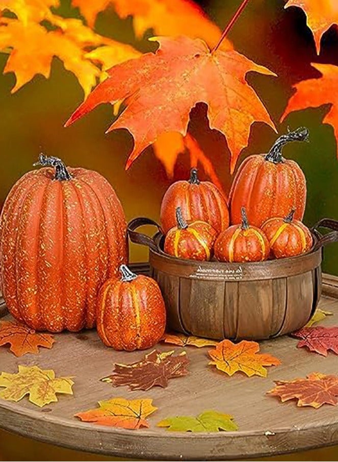 VUCATIN Artificial Pumpkins Home Decoration Set Mixture of 8 Artificial Harvest Decoration Halloween (8PCS) - Image 2