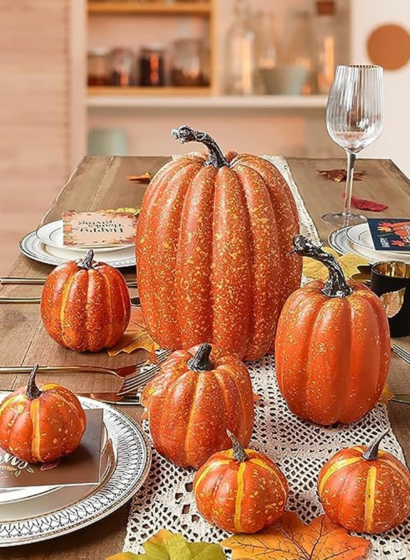 VUCATIN Artificial Pumpkins Home Decoration Set Mixture of 8 Artificial Harvest Decoration Halloween (8PCS) - Image 3