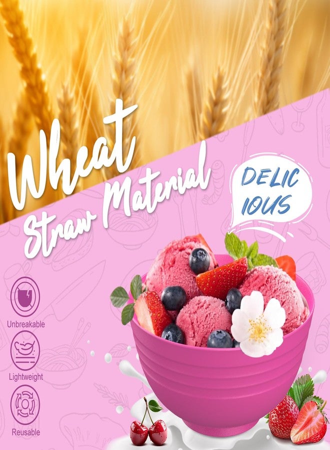 Perlapoc Wheat Straw Bowl and Plate Sets of 40 With Cup, Dishes Set for 8, Lightweight and Unbreakable Dinnerware Sets, Microwave Safe Plates, Dinner Bowls, Drinking Cups With 4 Color - Flower Color - Image 4