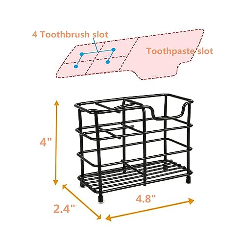 Wbbog Toothbrush Holder for Bathrooms, Stainless Steel Bathroom Black Toothbrush and Toothpaste Holder - Image 4