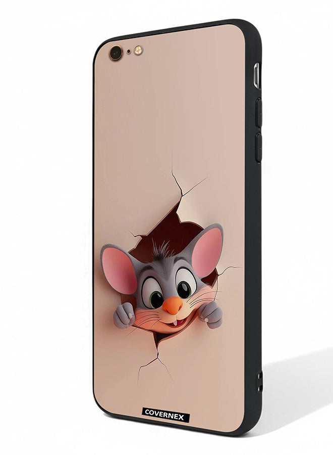 Covernex Apple iPhone 6 Plus Protective Case Cover Printed Featuring Tiny Mouse Wall Break 3D Effect - Image 1