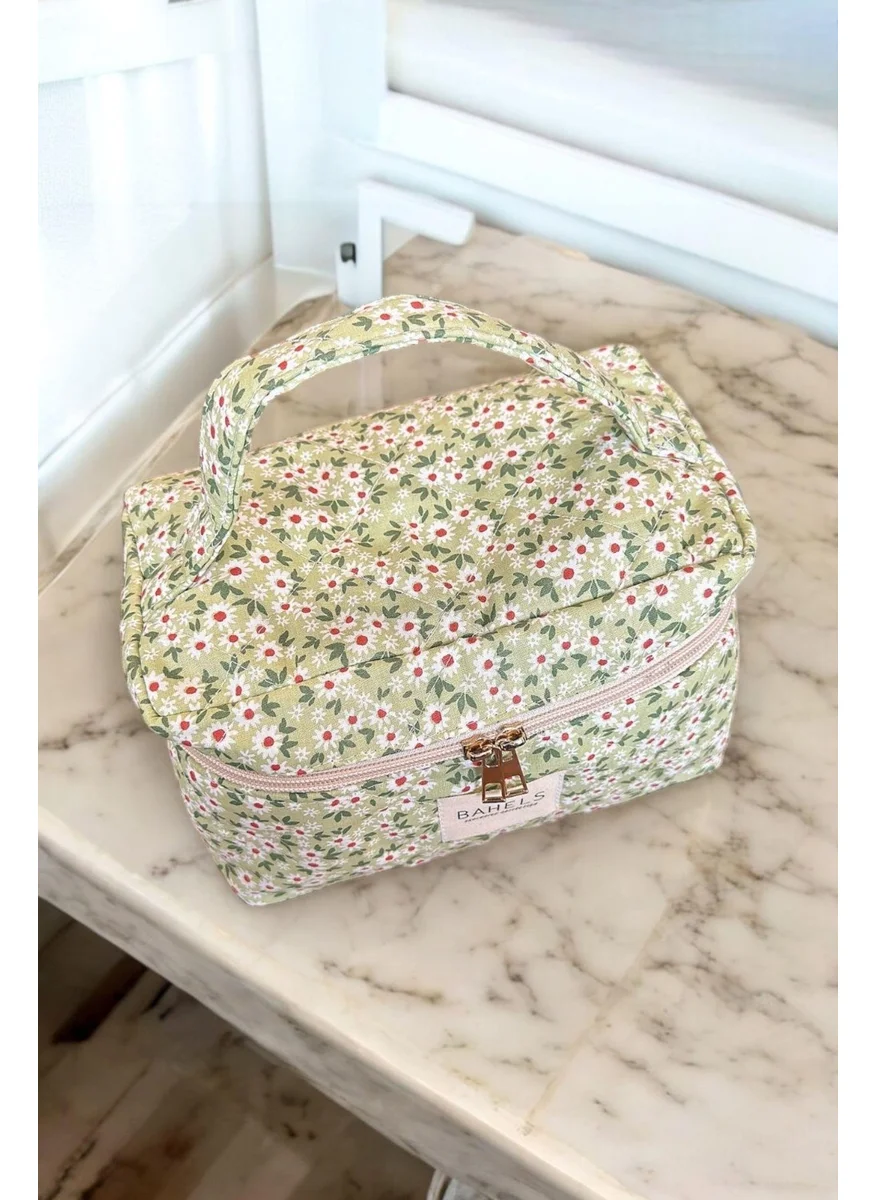 باهلس Green Crisp Flower Travel Makeup Bag