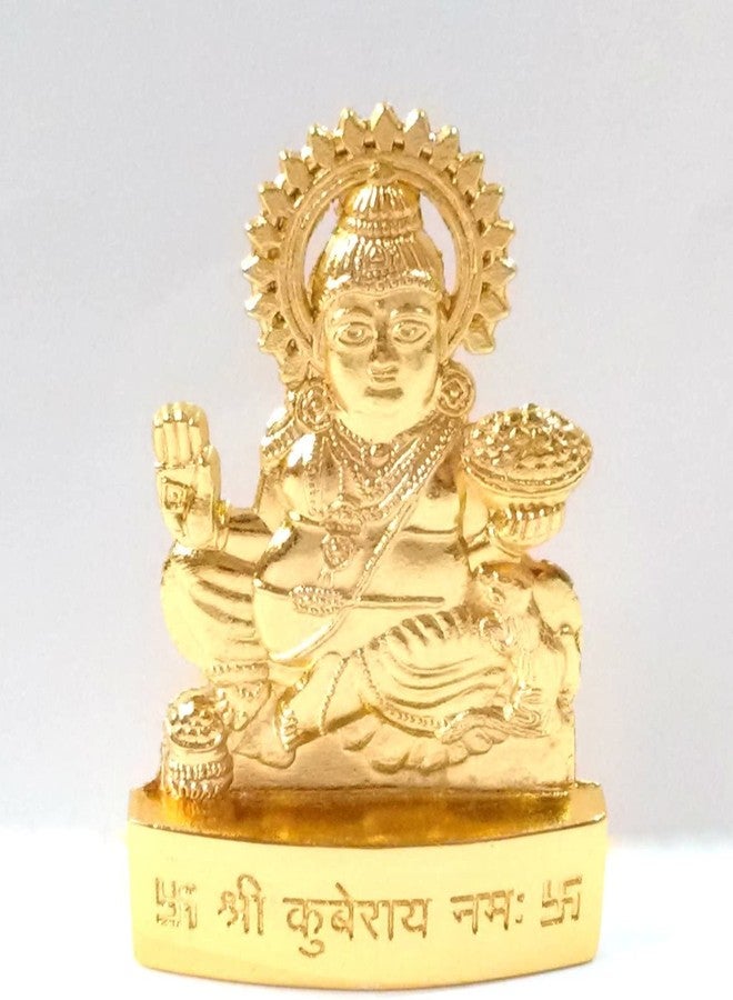 IS4A Ashtadhatu Kuber Kubera Vaisravana Ekaksipingala Raja Statue Idol Gold Polish (Small 2.8 Inch) - Image 3