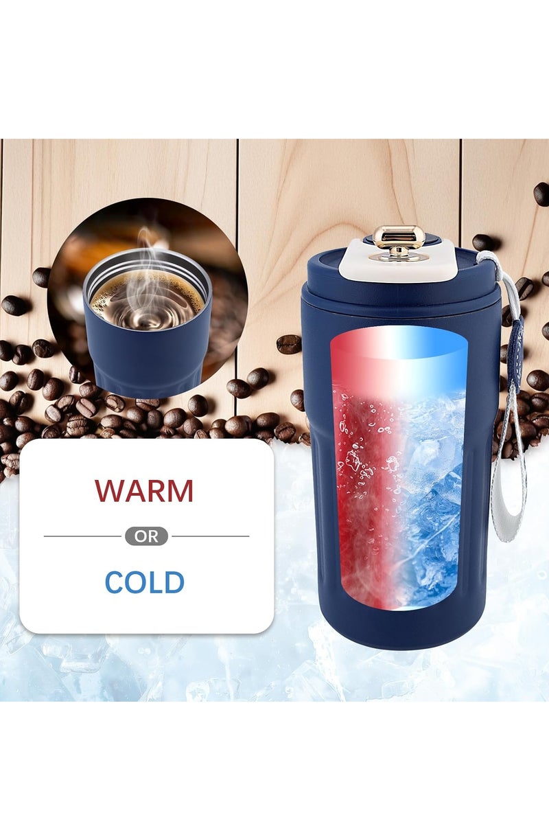 عربست كوب القهوة الحرارية الذكية مع عرض درجة الحرارة ، كوب السفر المعزول من الفولاذ المقاوم للصدأ ، غطاء مضاد للتسرب ، كوب القهوة المحمول للمشروبات الساخنة والباردة (الأزرق) - Image 2