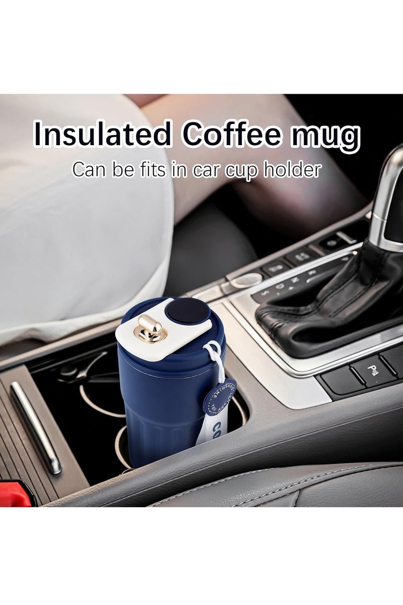 عربست كوب القهوة الحرارية الذكية مع عرض درجة الحرارة ، كوب السفر المعزول من الفولاذ المقاوم للصدأ ، غطاء مضاد للتسرب ، كوب القهوة المحمول للمشروبات الساخنة والباردة (الأزرق) - Image 3