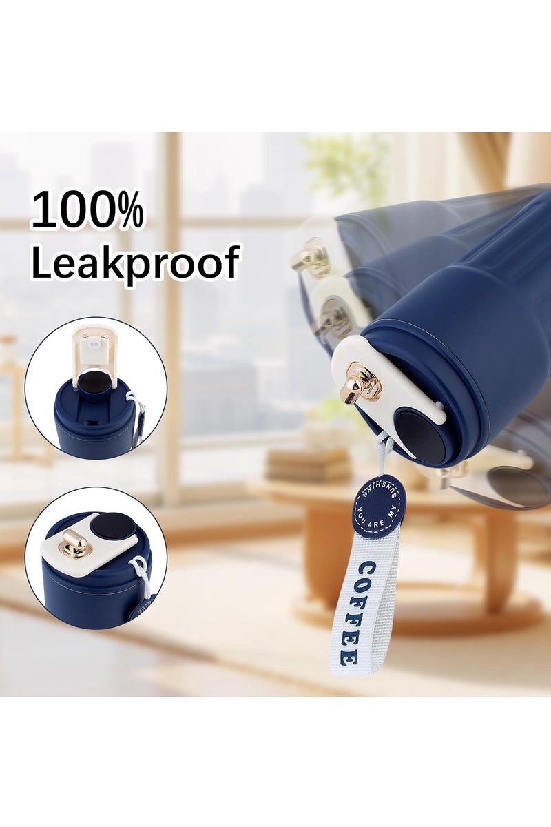 عربست كوب القهوة الحرارية الذكية مع عرض درجة الحرارة ، كوب السفر المعزول من الفولاذ المقاوم للصدأ ، غطاء مضاد للتسرب ، كوب القهوة المحمول للمشروبات الساخنة والباردة (الأزرق) - Image 5