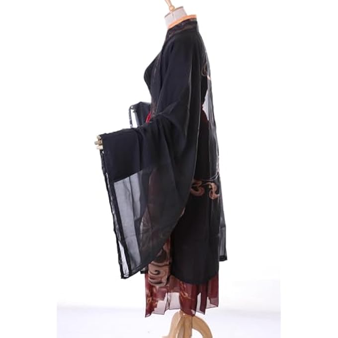 HAN-019 KUNGFU HANFU DRESS BLACK RED TRADITIONAL 3-PIECE CHINA CLOTHING COSPLAY ROBE COSTUME EMBROIDERED - Image 4