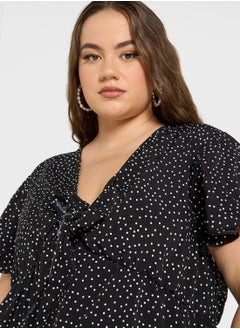 Ginger Plus Polka Dot Bow Detail Top  - Image 3