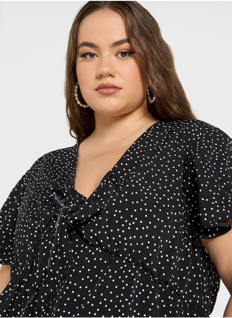 Ginger Plus Polka Dot Bow Detail Top  - Image 3