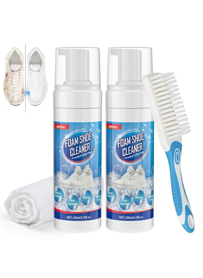 Jevvu Shoe Cleaner, 6.76fl.oz Sneaker Cleaner Foam for Removing Stains and Dirt, Shoe Cleaning Kit for White Shoes, White, 6.76Fl Oz - Image 1