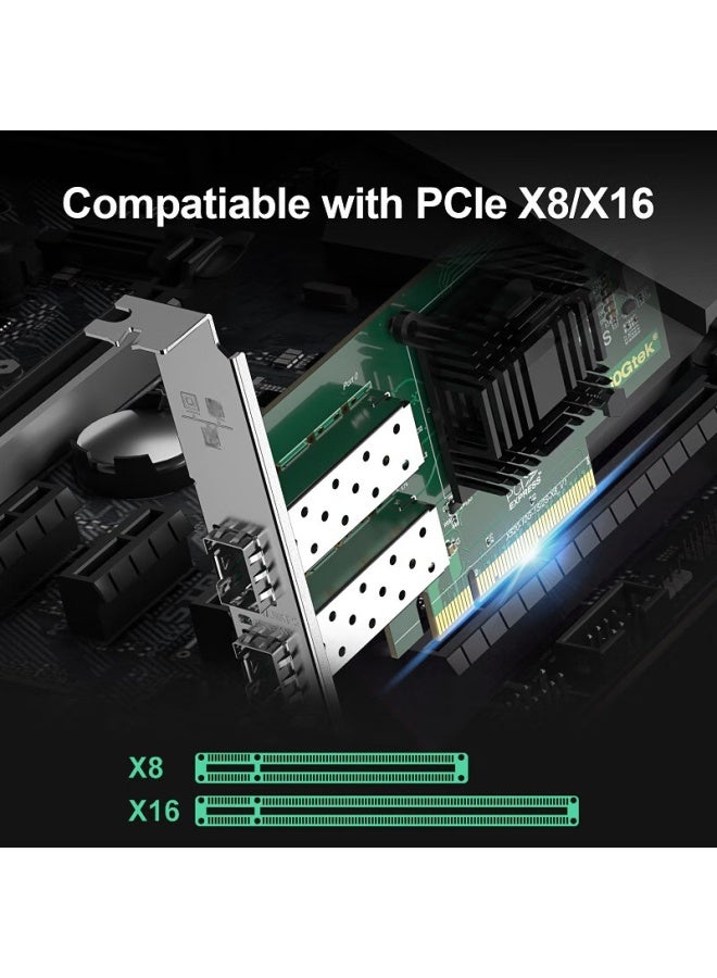 Wanzhaotongguangdian X520 Gigabit Ethernet Card Optical Port, Fiber Optic Network Card Dual Port, Server Network Card Intel X520 Da2 82599es Chip, Pcie Network Card Dual Port - Image 2