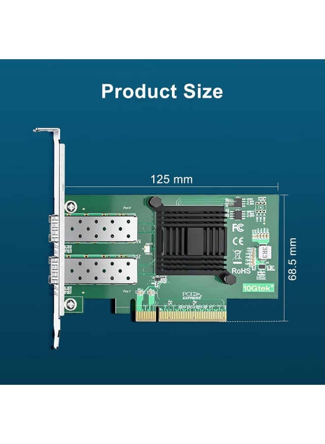 Wanzhaotongguangdian X520 Gigabit Ethernet Card Optical Port, Fiber Optic Network Card Dual Port, Server Network Card Intel X520 Da2 82599es Chip, Pcie Network Card Dual Port - Image 3