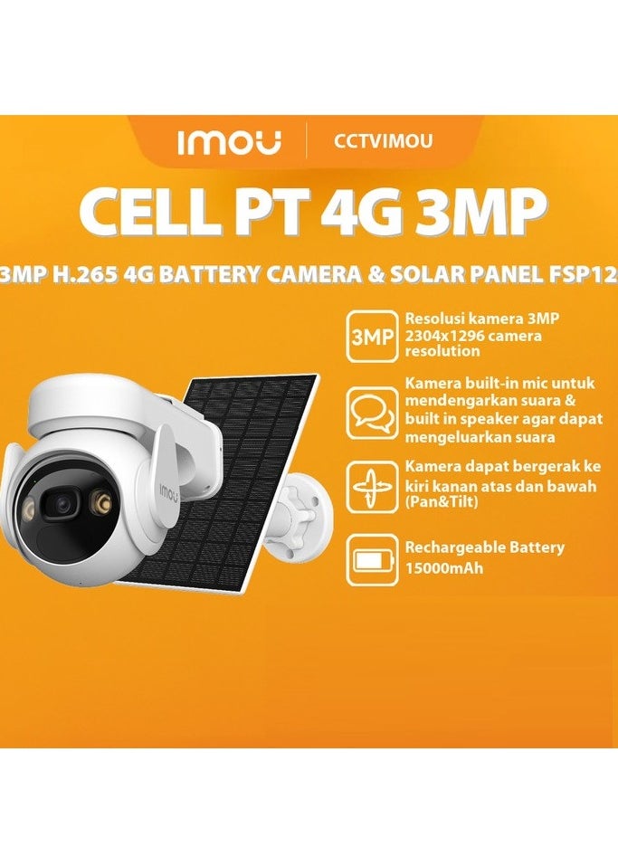 IMOU - Cell PT 4G 2K Solar Security Camera Outdoor Wireless 15000mAh Battery CCTV Camera WiFi Home Security Camera 360°, Color Night Vision, AI Human Detection,Auto Tracking,Siren,2 Way Audio, IP66,Work with Alexa (IPC-K9EN-3T0TE-EU) 3MP - Image 1