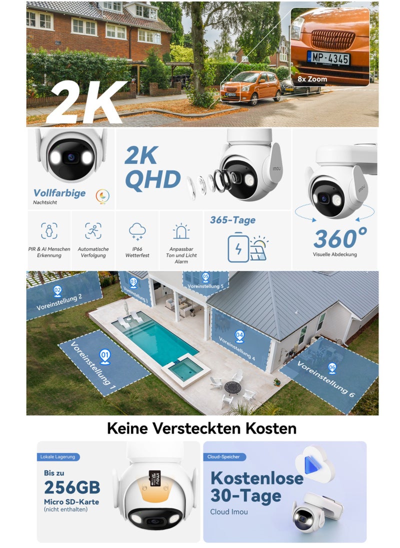 IMOU - Cell PT 4G 2K Solar Security Camera Outdoor Wireless 15000mAh Battery CCTV Camera WiFi Home Security Camera 360°, Color Night Vision, AI Human Detection,Auto Tracking,Siren,2 Way Audio, IP66,Work with Alexa (IPC-K9EN-3T0TE-EU) 3MP - Image 1