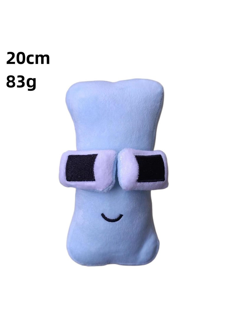1-Pieces Alphabet Doll Funny Emojis Cotton Number Plush Toy Blue-I 