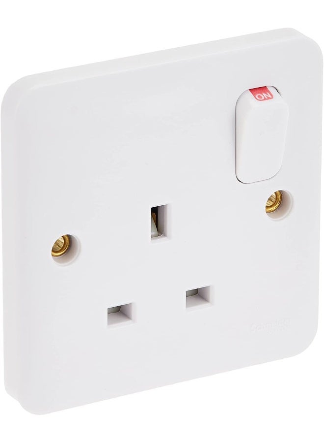 Schneider Electric Schneider Electric Lisse Uk Standard Switch Socket White, 1 Gang 13A 86×86 mm, Bs 1363-2 Standard  - Image 1