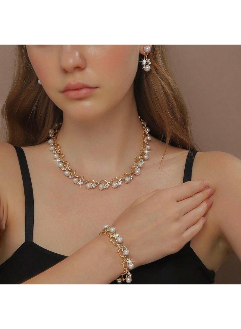 JewelryPalace Amazing Trendy Women's Zirconia Necklace And Earrings And Bracelet  Jewellery Set  - Image 2