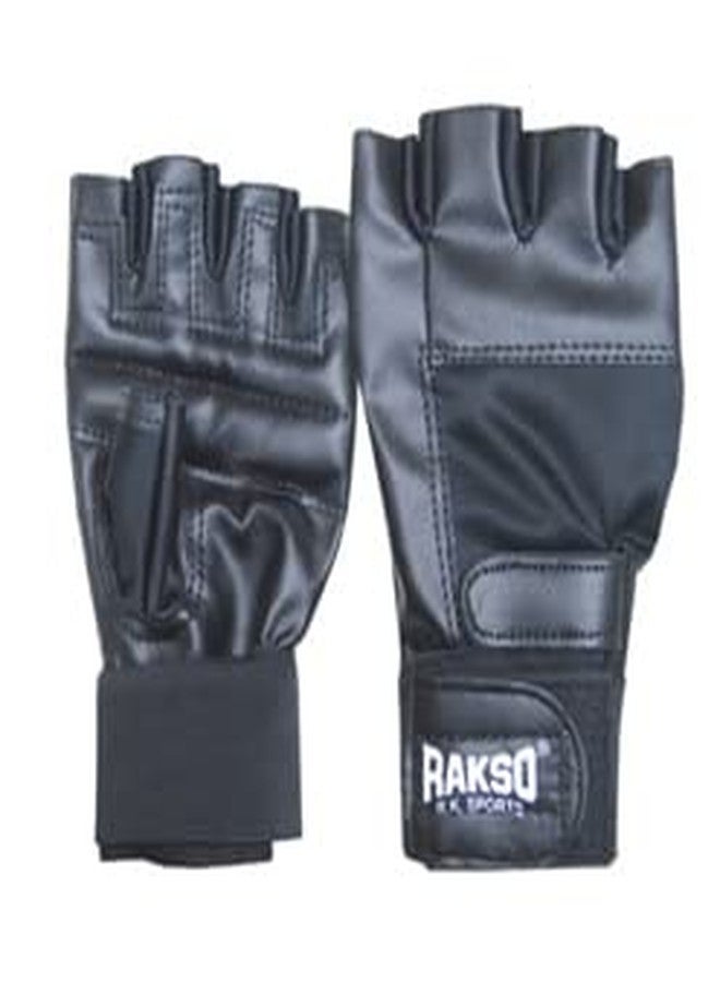 RAKSO Gym Gloves for Men Women Leather Gym Gloves Weightlifting, Fitness Training and Workout | with Half-Finger Length, Wrist Wrap for Protection - Image 1