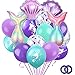 Morofme 22pcs Mermaid Theme Balloons Mermaid Tail Balloon Sea Shells Confetti Latex Balloons Purple Teal Balloon Helium Foil Ocean Decorations for Girls Ocean Under The Sea Theme Party - Image 4