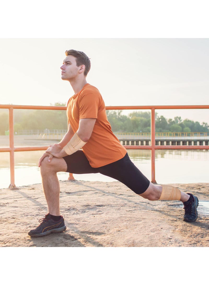 Sweet seven 4 Pack Elastic Calf Compression Bandages - Leg Sleeves for Support, Ankle, Knee, Wrist - Stabilizing Brace for Men and Women - Sports, Weightlifting - 27.56 Inch, Beige - Image 3