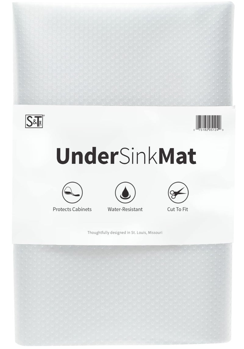 S&T INC. ST INC Under Sink Mat Shelf Liner for Kitchen Cabinet NonAdhesive Waterproof Drawer or Cabinet Liner 24 Inches x 48 Inches Clear Plastic 1 Pack