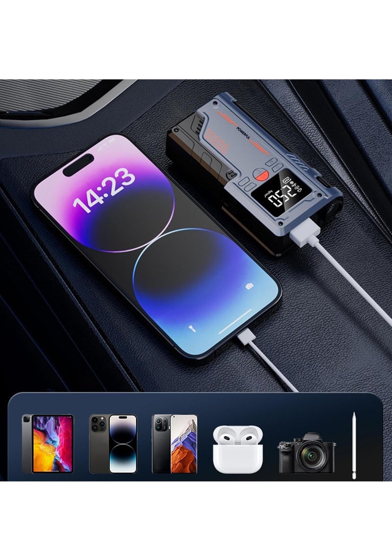 Car Battery Jump Starter Box - LED Digital Display, Portable Car Jumper, Accurate Jump Starter Box Power Supply for Cars - Image 4