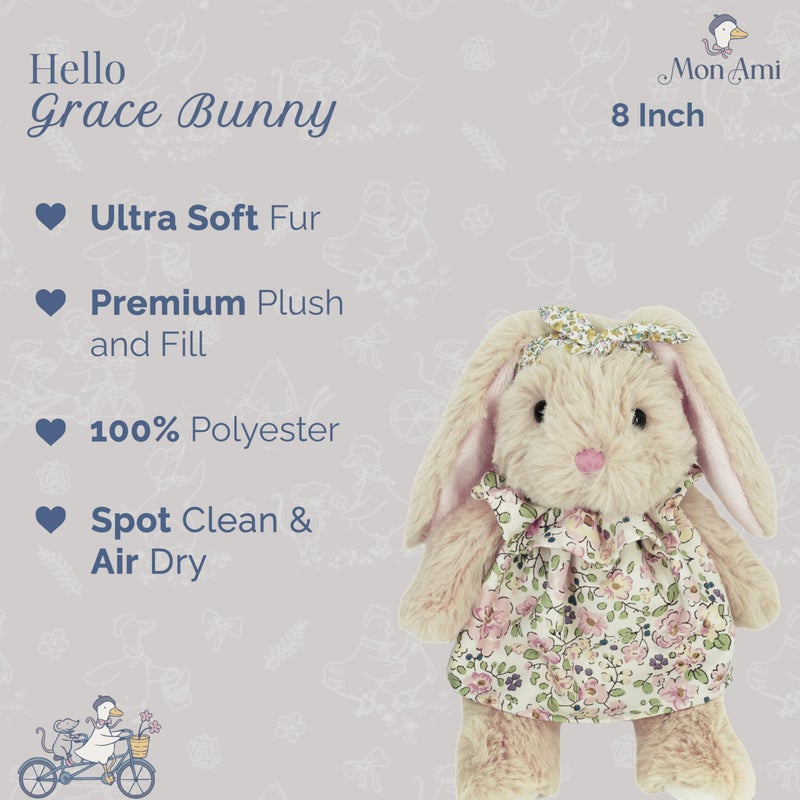 MON AMI Grace Bunny Stuffed Animal â€“ 8-Inch Dressed Bunny Toy | Soft & Cuddly Huggable Rabbit Plush Toy | Adorable Nursery DÃ©cor for Kids of All Ages Easter Basket Present - Image 2