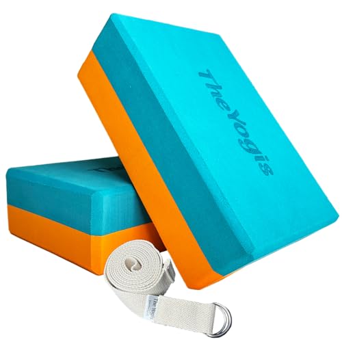The Yogis High Density Foam Yoga Block Brick * [ Set of 2 ] * Large Size [ FREE - Yoga Belt ] Made In India - Image 1