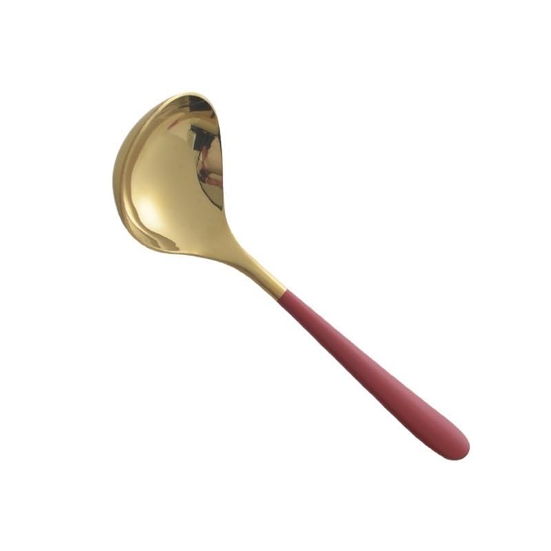 Red Gold 304 Stainless Steel 4 Piece Flatware Set Large Korean Soup Spoons - Image 2