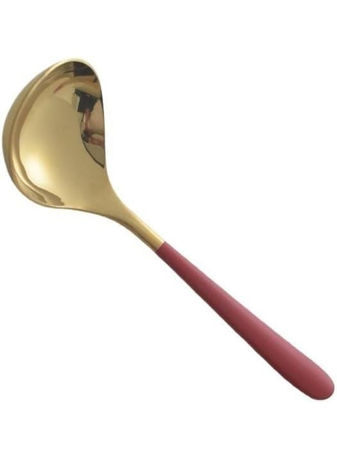 Red Gold 304 Stainless Steel 4 Piece Flatware Set Large Korean Soup Spoons - Image 1