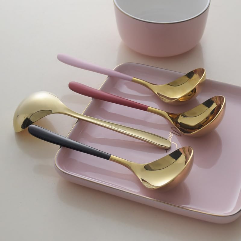 Red Gold 304 Stainless Steel 4 Piece Flatware Set Large Korean Soup Spoons - Image 4