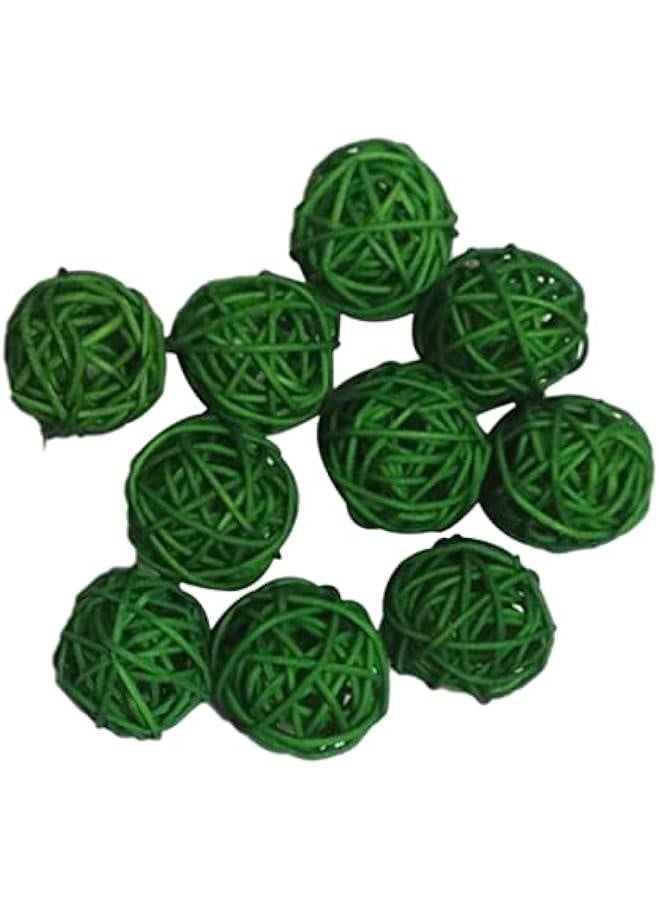 كرات من الروطان المصنوعة من السعف، 10 قطع، كرات زخرفية، مواد للتزيين، ملء المزهريات للحرف اليدوية، حفلات، أعياد زواج، حفلات استقبال الأطفال، إكسسوارات، القطر: 30 مم، أخضر. - Image 1
