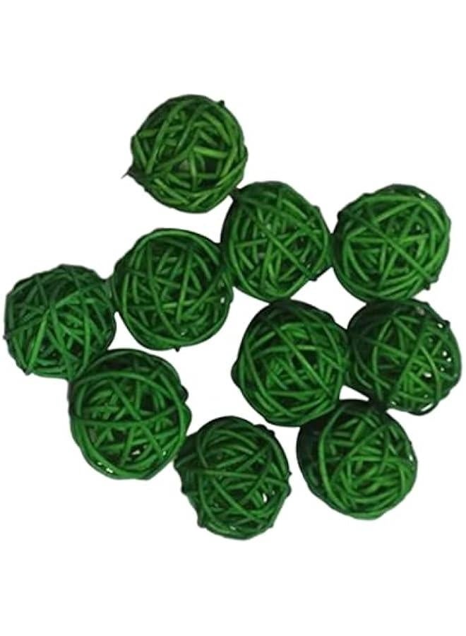كرات من الروطان المصنوعة من السعف، 10 قطع، كرات زخرفية، مواد للتزيين، ملء المزهريات للحرف اليدوية، حفلات، أعياد زواج، حفلات استقبال الأطفال، إكسسوارات، القطر: 30 مم، أخضر. - Image 5