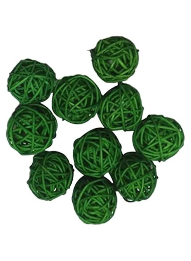 كرات من الروطان المصنوعة من السعف، 10 قطع، كرات زخرفية، مواد للتزيين، ملء المزهريات للحرف اليدوية، حفلات، أعياد زواج، حفلات استقبال الأطفال، إكسسوارات، القطر: 30 مم، أخضر. - Image 3