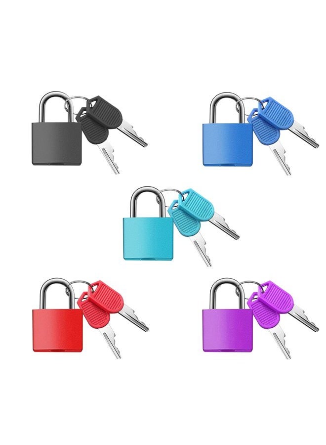 Fuaxat 5Pack Suitcase Locks with Keys,23mm Small Luggage Padlocks Multicolor，Solid Brass Mini Padlocks for Suitcases/Luggage/Backpacks/Jewelry Box/Diary Books/Plug etc. - Image 1