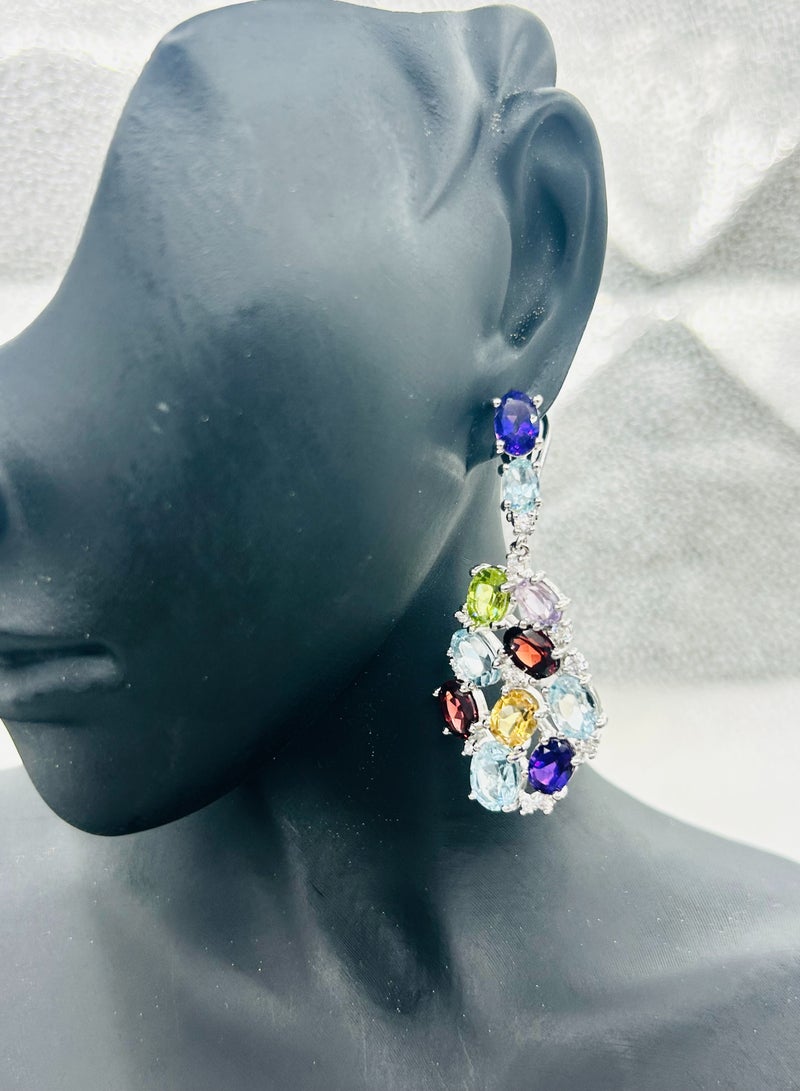 Allstar Splender of Real Gemstones and Sterling silver, Earrings, Ring with Amythest, Granat,  Topaz, Citrin and zircon stones. - Image 3