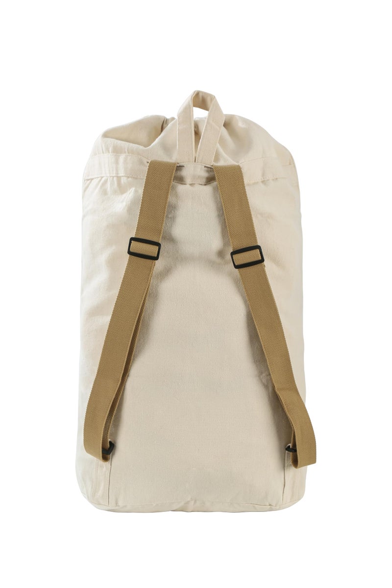 GORISEN Canvas Laundry bag, Washable Laundry backpack, Adjustable Straps, Large Front Pocket, Drawstring Closure (BEIGE, X-Large) - Image 5