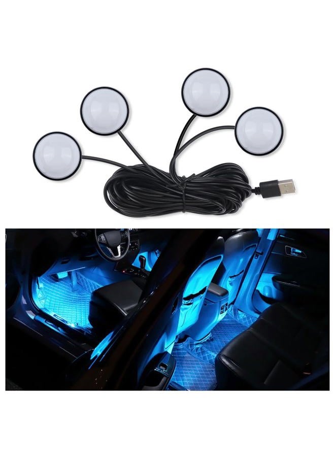 carleef 4-in-1 Car LED Lights Interior with USB Port,Ambient Neon Car Door Lights Kit for Car Decor,Party,Music,Gift,Universal Car Pedal Light Car Interior Accessories for Wonmen & Men (Ice Blue) - Image 1