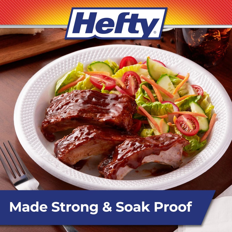 Hefty Deluxe Extra Strong & Deep Foam Plates, Round, White, 10.25 Inch, 21 Count - Image 3