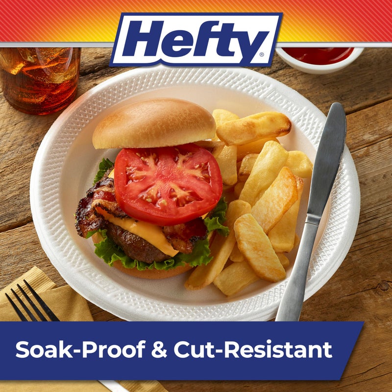 Hefty Deluxe Extra Strong & Deep Foam Plates, Round, White, 10.25 Inch, 21 Count - Image 4