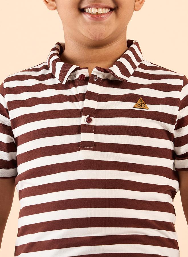 Stylo Bug Boys Cotton Striped Polo T-Shirt - Image 1