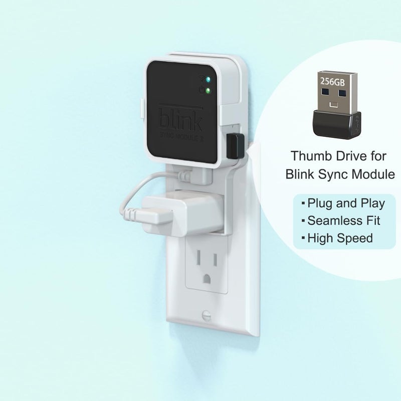 256GB Blink USB Flash Drive, Compatible with Blink Sync Module 2, Outlet Wall Mount for Space-Saving, Stable & Secure Storage - Image 2