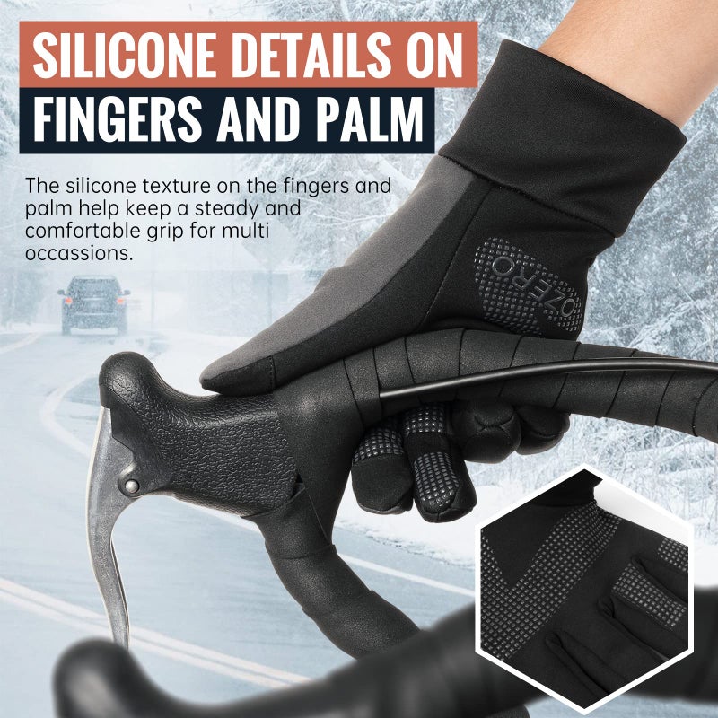 OZERO Mens Winter Gloves for Cold Weather: Touchscreen Warm Thermal Glove - Anti-Slip Lightweight Gloves for Running Cycling Driving - Image 4