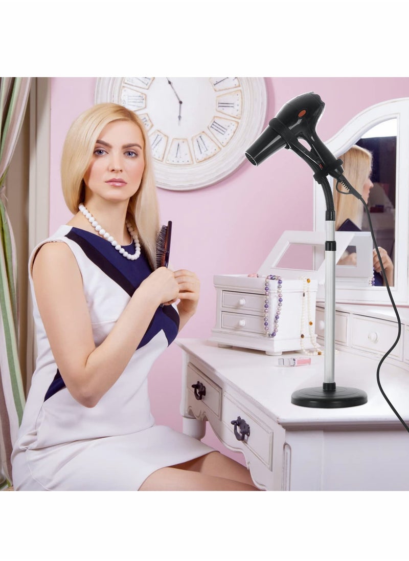 Excefore - Adjustable Hair Dryer Stand, Blow Dryer Stand 360 Degree Rotating Hair Dryer Holder Stand Metal Hands-Free Hairdryer Holder for Bathroom, Vanity, Makeup Room - Image 1