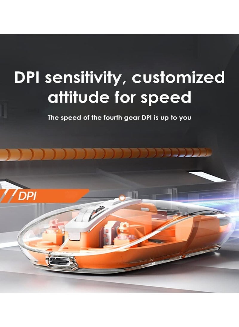 Wireless bluetooth-compatible 5.1 Three-mode Transparent Mouse 800-2400 DPI Adjustable 400mAh Power Display Mute Click Gamer Mouse - Image 2