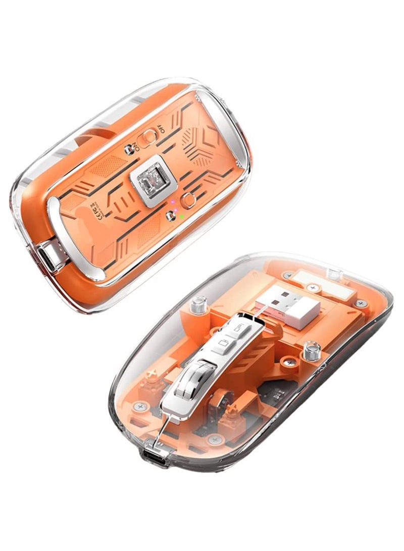 Wireless bluetooth-compatible 5.1 Three-mode Transparent Mouse 800-2400 DPI Adjustable 400mAh Power Display Mute Click Gamer Mouse - Image 1