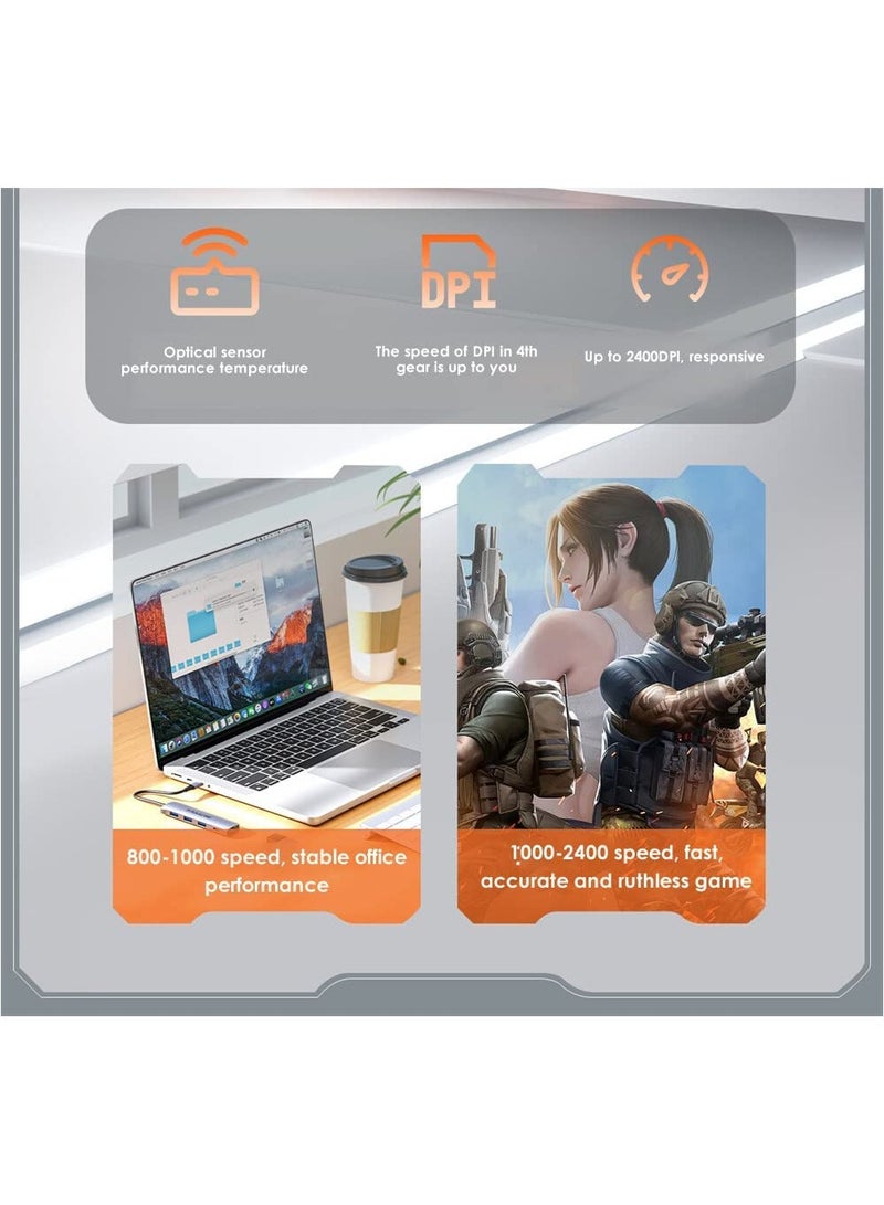 Wireless bluetooth-compatible 5.1 Three-mode Transparent Mouse 800-2400 DPI Adjustable 400mAh Power Display Mute Click Gamer Mouse - Image 4