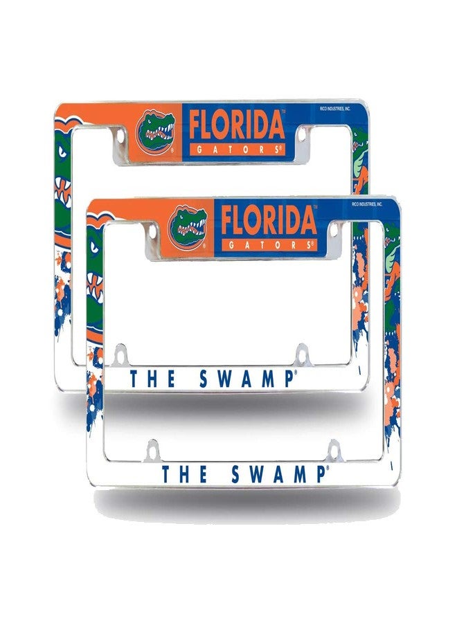 RICO University of Florida Gators (Set of 2) Chrome Metal License Plate Frames with Bold Full Frame Design - Image 1