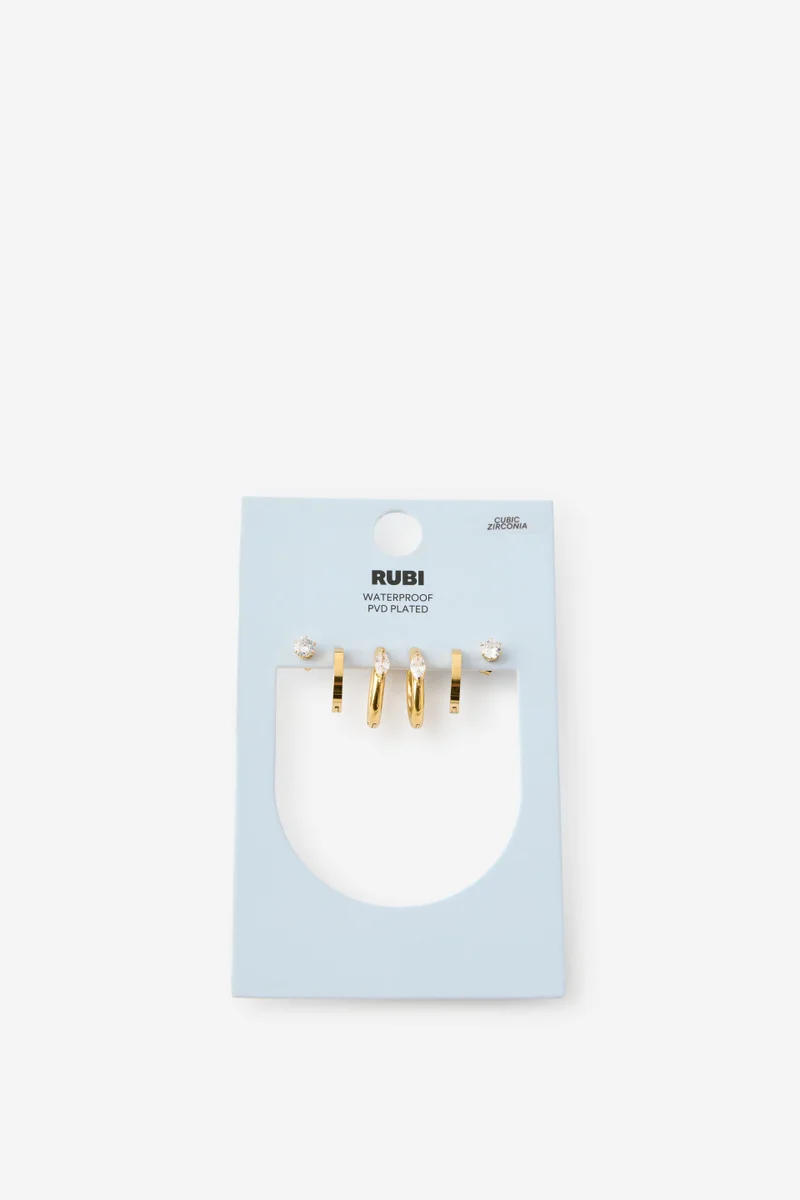 Rubi  Waterproof 3Pk Small Earring for Women | Best Price UAE