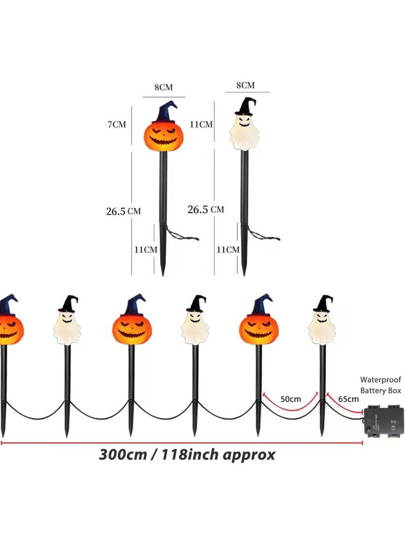 هالوين زينة الهالوين للحديقة الخارجية، عبوة من 6 مصابيح شمسية على شكل شبح اليقطين، إضاءة LED خارجية، فانوس للحفلات الخارجية، شواهد القبور، ديكور المنزل، سياج الحديقة، الشرفة، أضواء خرافية مقاومة للماء - Image 3